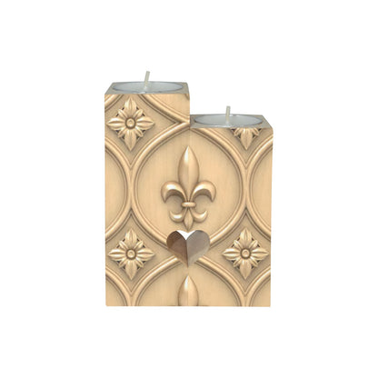 Gold Fleur delis Pattern II Wooden Candle Holder (Without Candle)