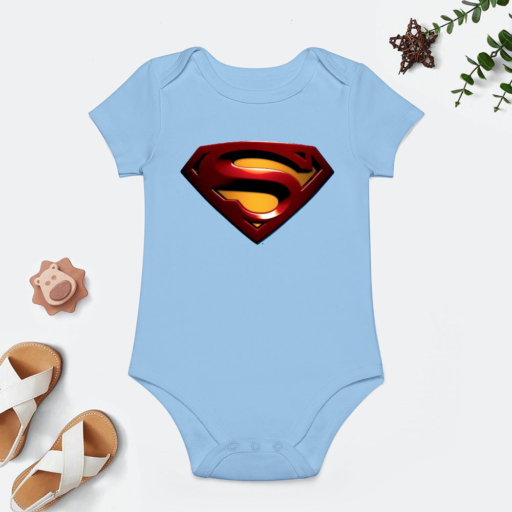 SUPER BABY PRINT DESIGNS BOYS Short -Sleeve Baby's Bodysuit - Super Boy/Man Prints