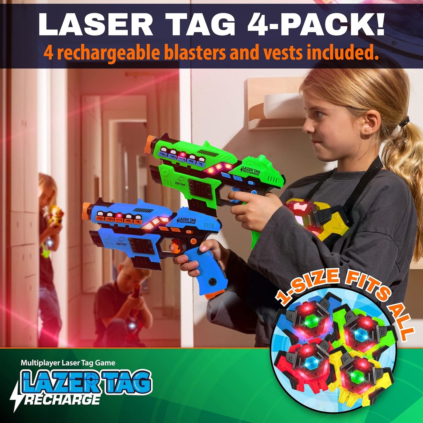🔫 Squad Up: 4-Pack Laser Tag Showdown! 🔫 USA Toyz Laser Tag Game – No Vests. No Limits. Just Pure Mayhem. -4-Pack: USA Toyz Laser Tag Game