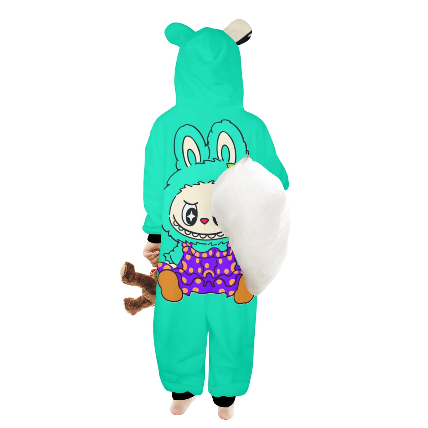 KSC's Exclusive Labubu Little Kids Unisex Onesie (2 to 7 years old) Teal Labubu Sitting
