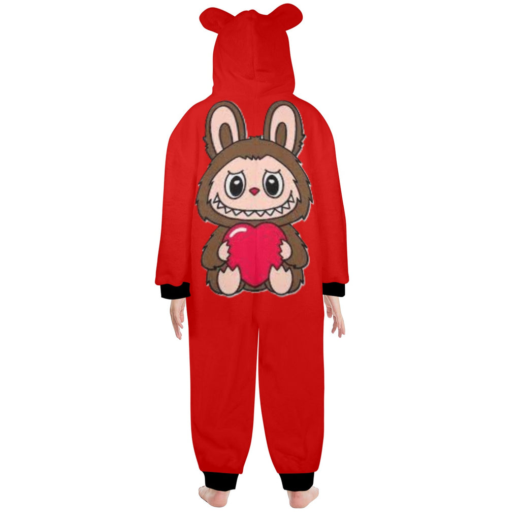 KSC's Exclusive Big Kids Onesie Labubu (8 to 15 Years) Red Brown Labubu w/Heart
