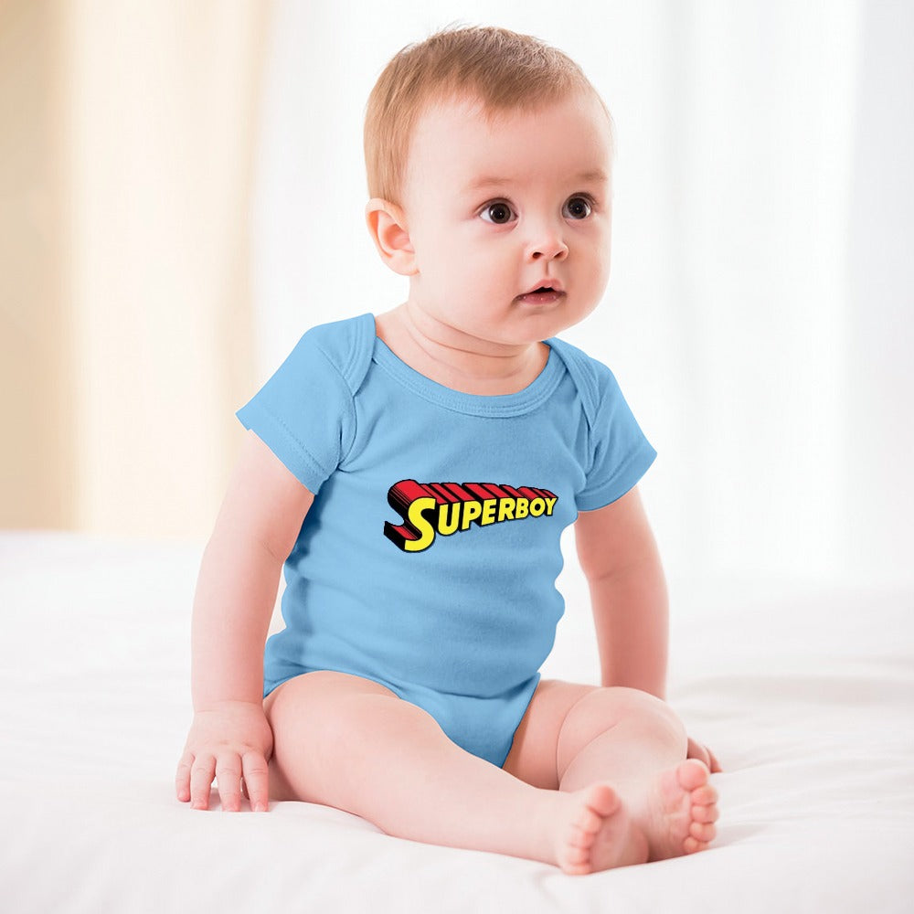 SUPER BABY PRINT DESIGNS BOYS Short -Sleeve Baby's Bodysuit - Super Boy/Man Prints