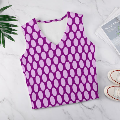 KSC's Exclusive Polka Dot Designs Women's Long Sleeve Button Knit Vest- 10 Options Inside