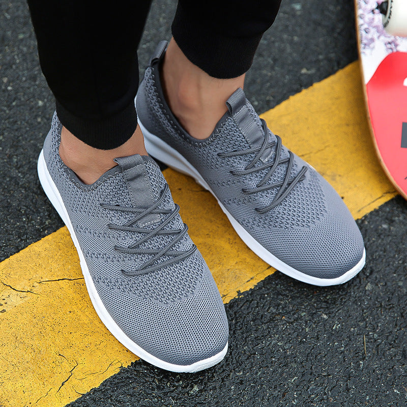 New Men's Mesh Shoes New Mens Sports Casual Running Shoes Breathable Flying Woven Student Outdoor Sneakers