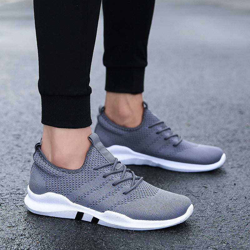 New Men's Mesh Shoes New Mens Sports Casual Running Shoes Breathable Flying Woven Student Outdoor Sneakers