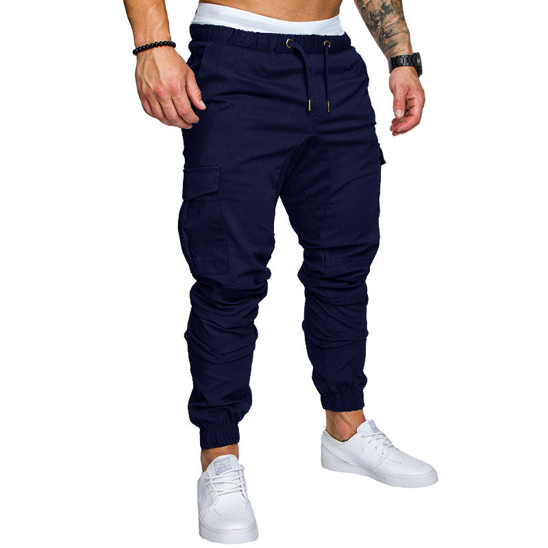 Fashion Men's Drawstring Adjustable Pocket Pants New Casual Men's Pants Jogging Slim Fit Striped Clothing