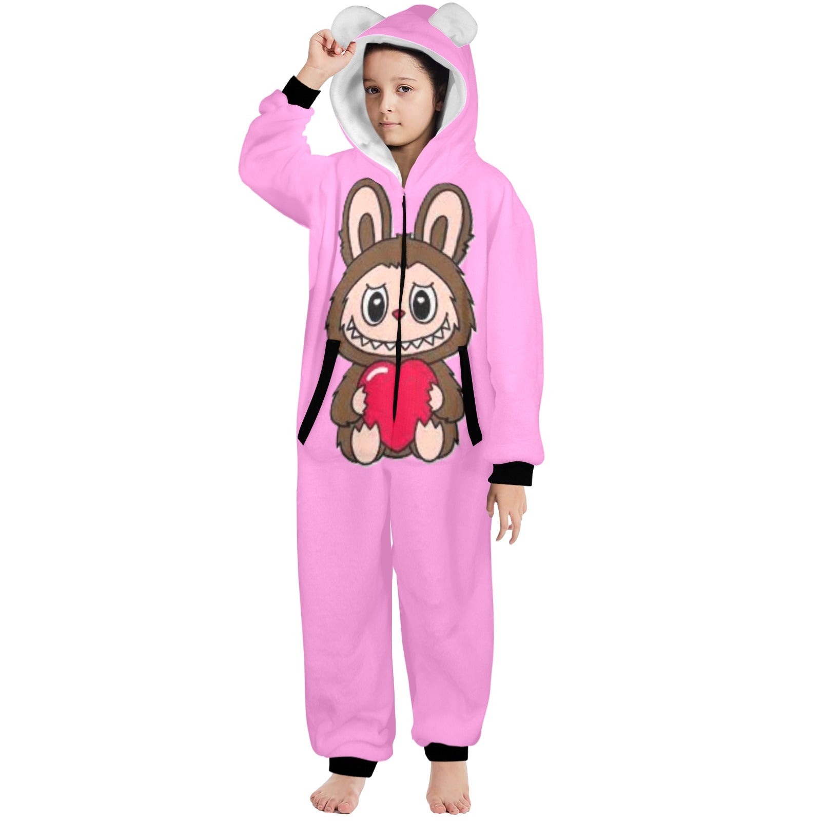 KSC's Exclusive Big Kids Onesie Labubu (8 to 15 Years) Pink Brown w/Heart