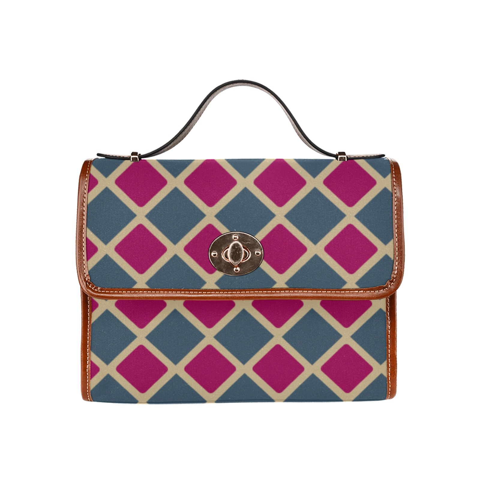 Shopksc.com Exclusive Green and Pink Diamond Geometric Pattern Designs Handbag Fashion 
