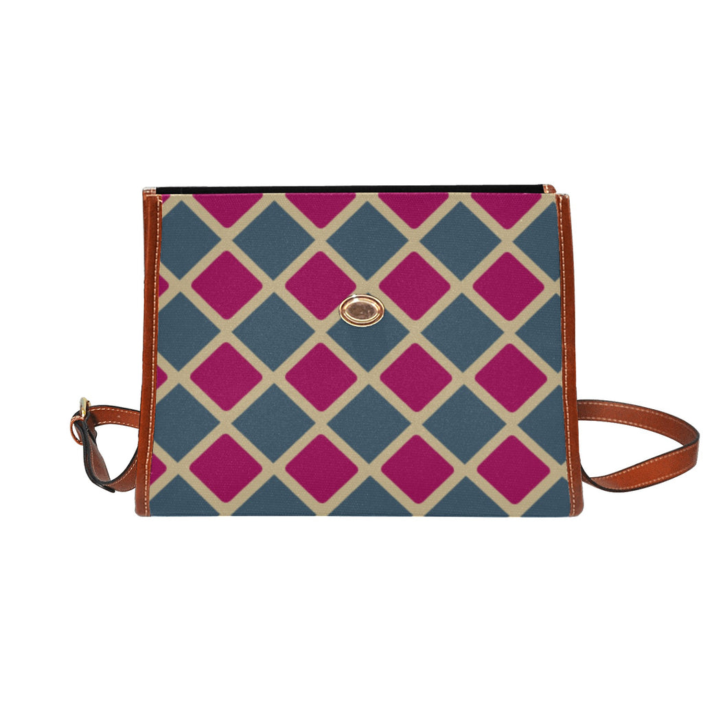 Shopksc.com Exclusive Green and Pink Diamond Geometric Pattern Designs Handbag Fashion 