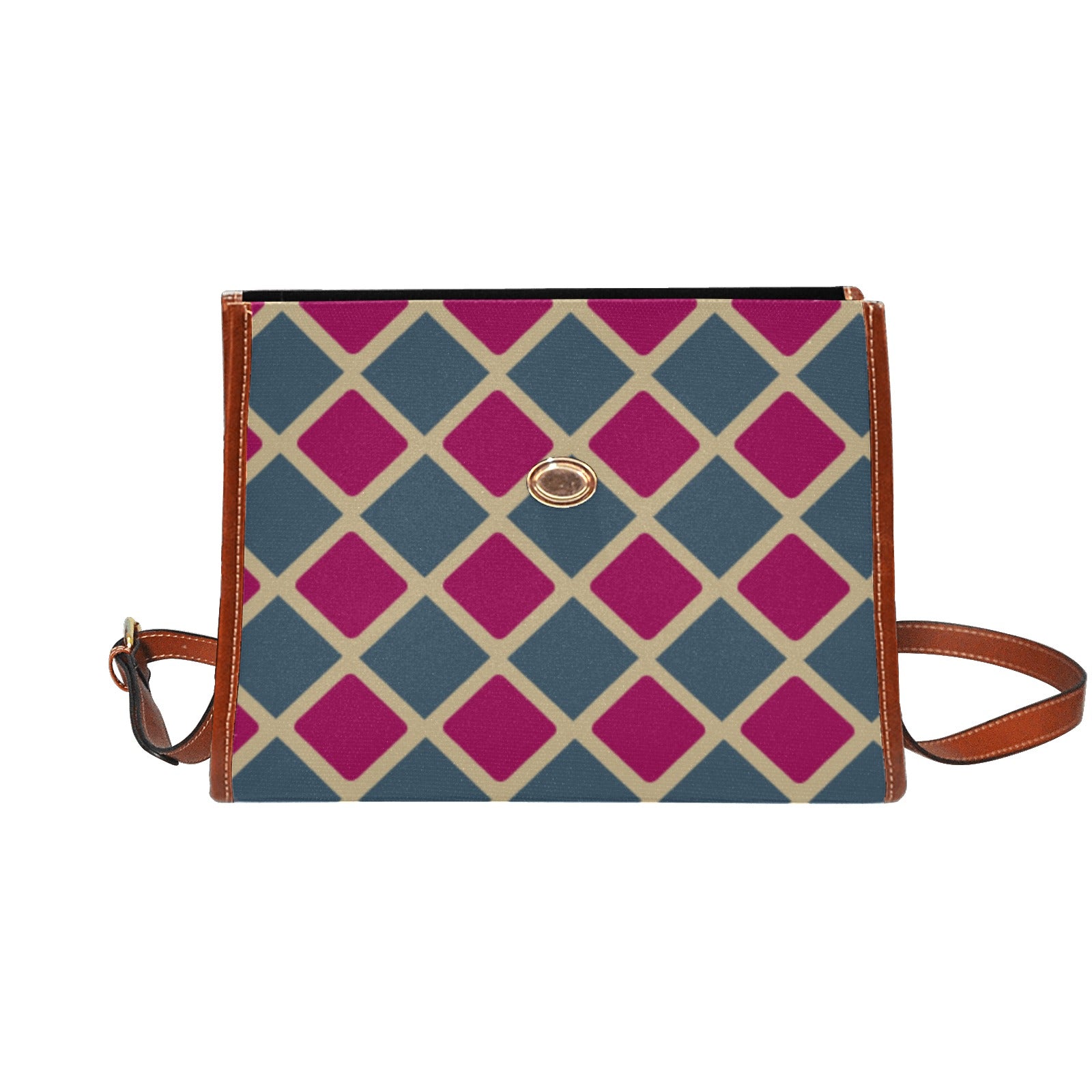 Shopksc.com Exclusive Green and Pink Diamond Geometric Pattern Designs Handbag Fashion 