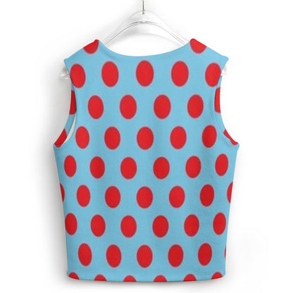 KSC's Exclusive Polka Dot Designs Women's Long Sleeve Button Knit Vest- 10 Options Inside