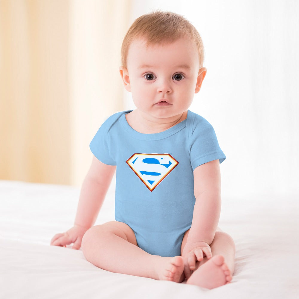 SUPER BABY PRINT DESIGNS BOYS Short -Sleeve Baby's Bodysuit - Super Boy/Man Prints