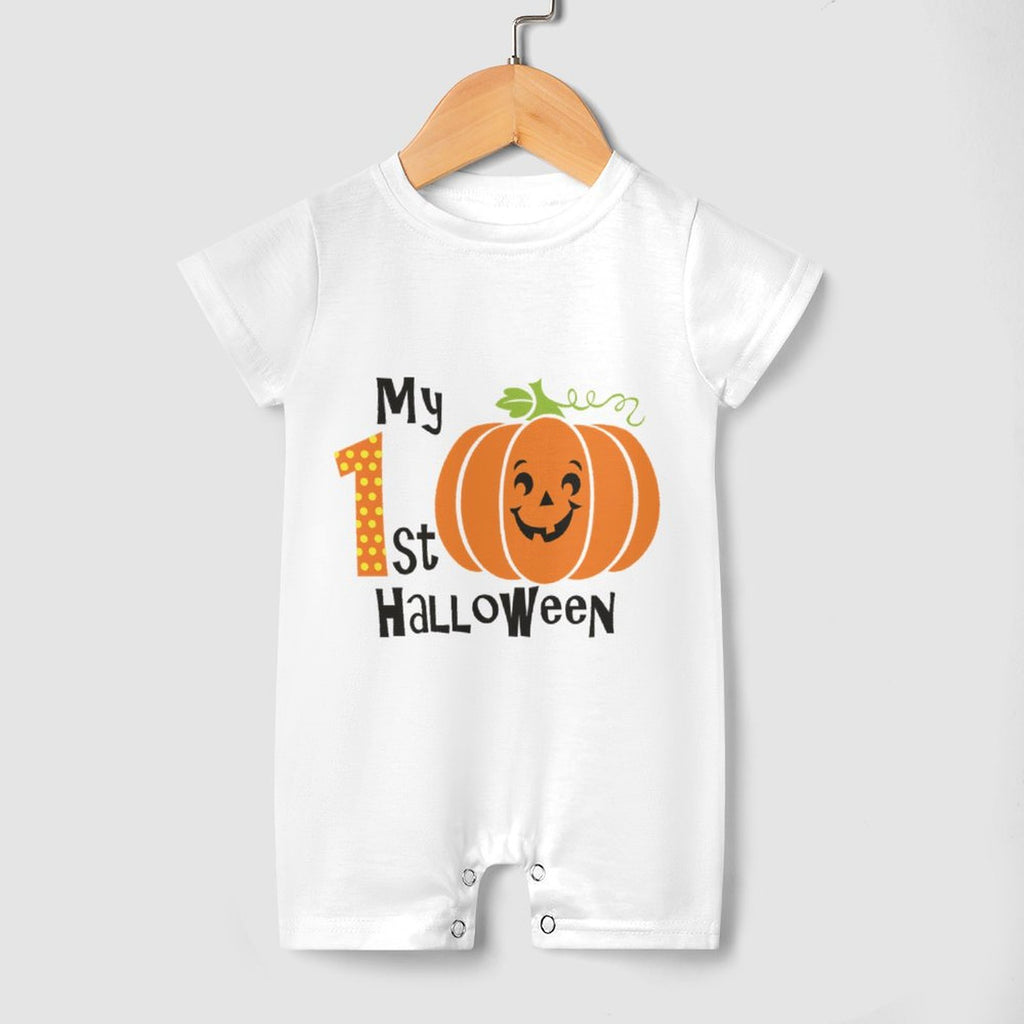 Baby My First Halloween White Onesie Romper Short Sleeve Baby Romper (PLR)