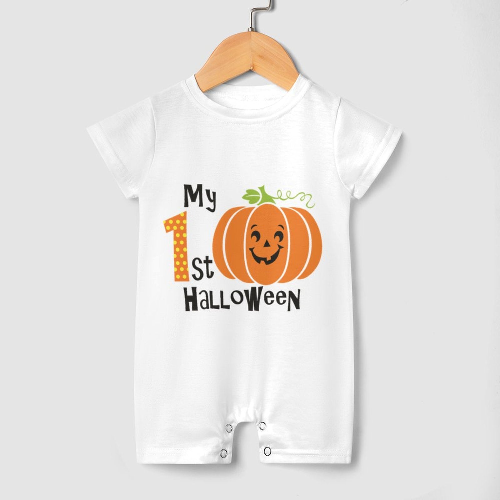 Baby My First Halloween White Onesie Romper Short Sleeve Baby Romper (PLR)