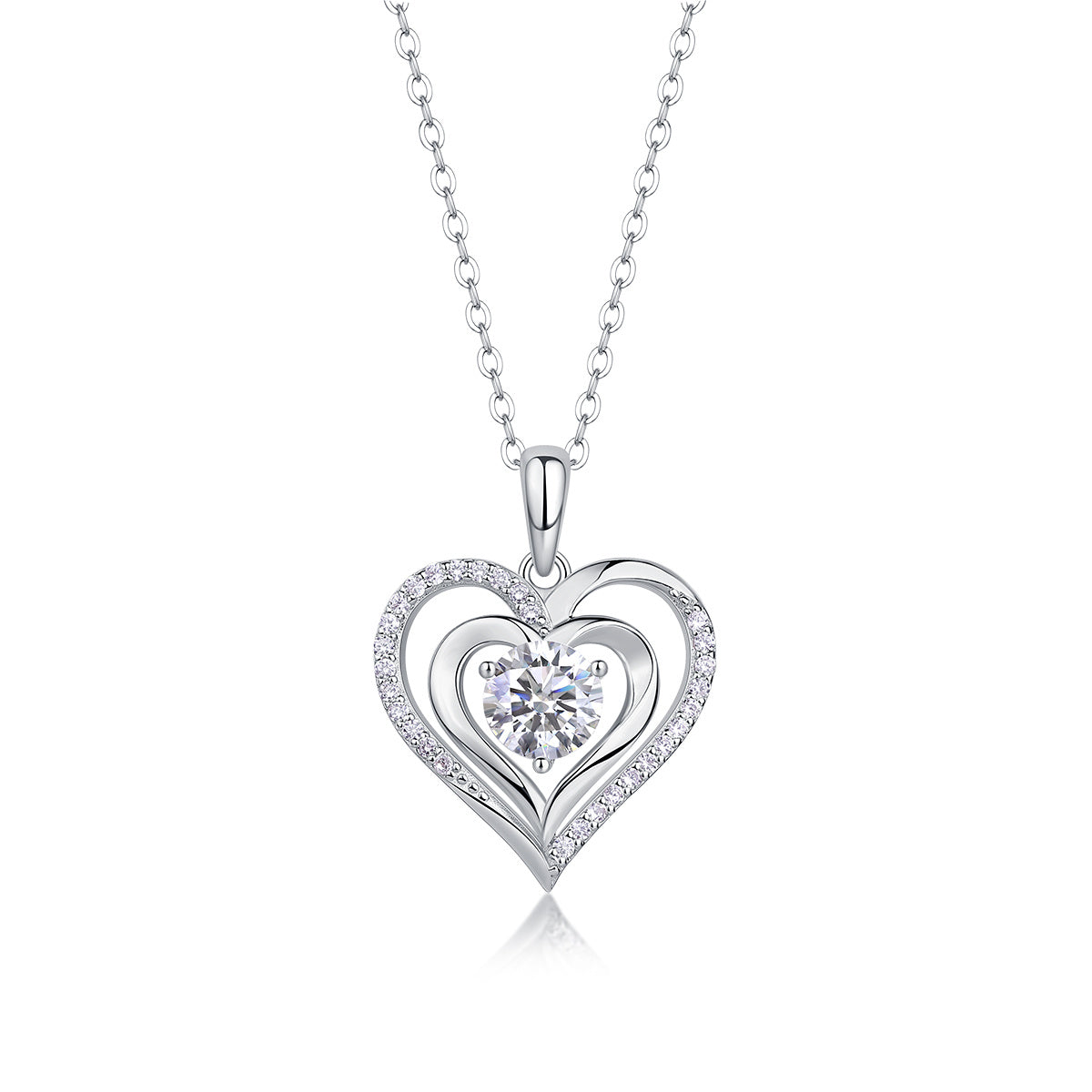 Luxurious Heart-Shaped Moshan Diamond Necklace