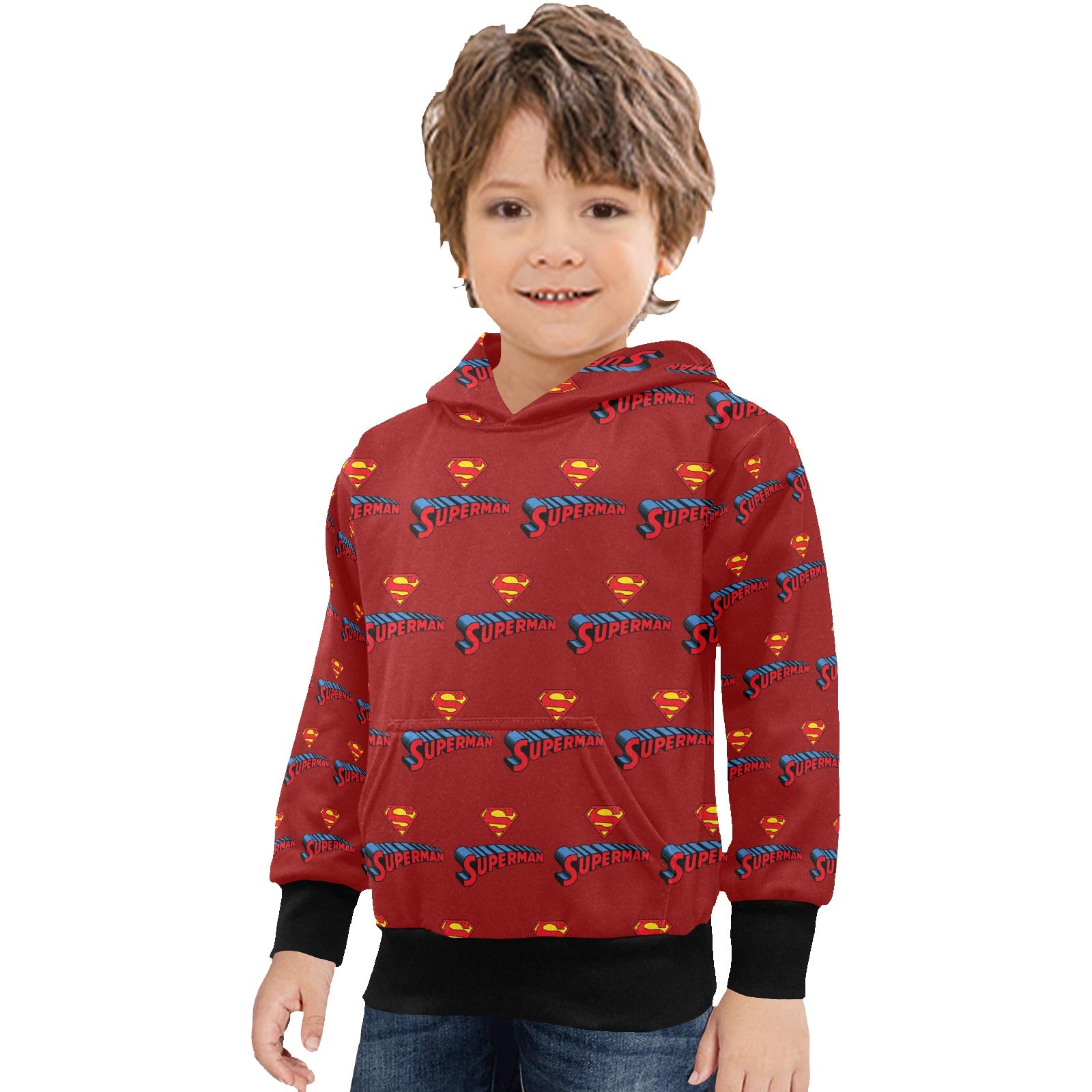 Super Hero Pattern -Little Boys' Long Sleeve Hoodie