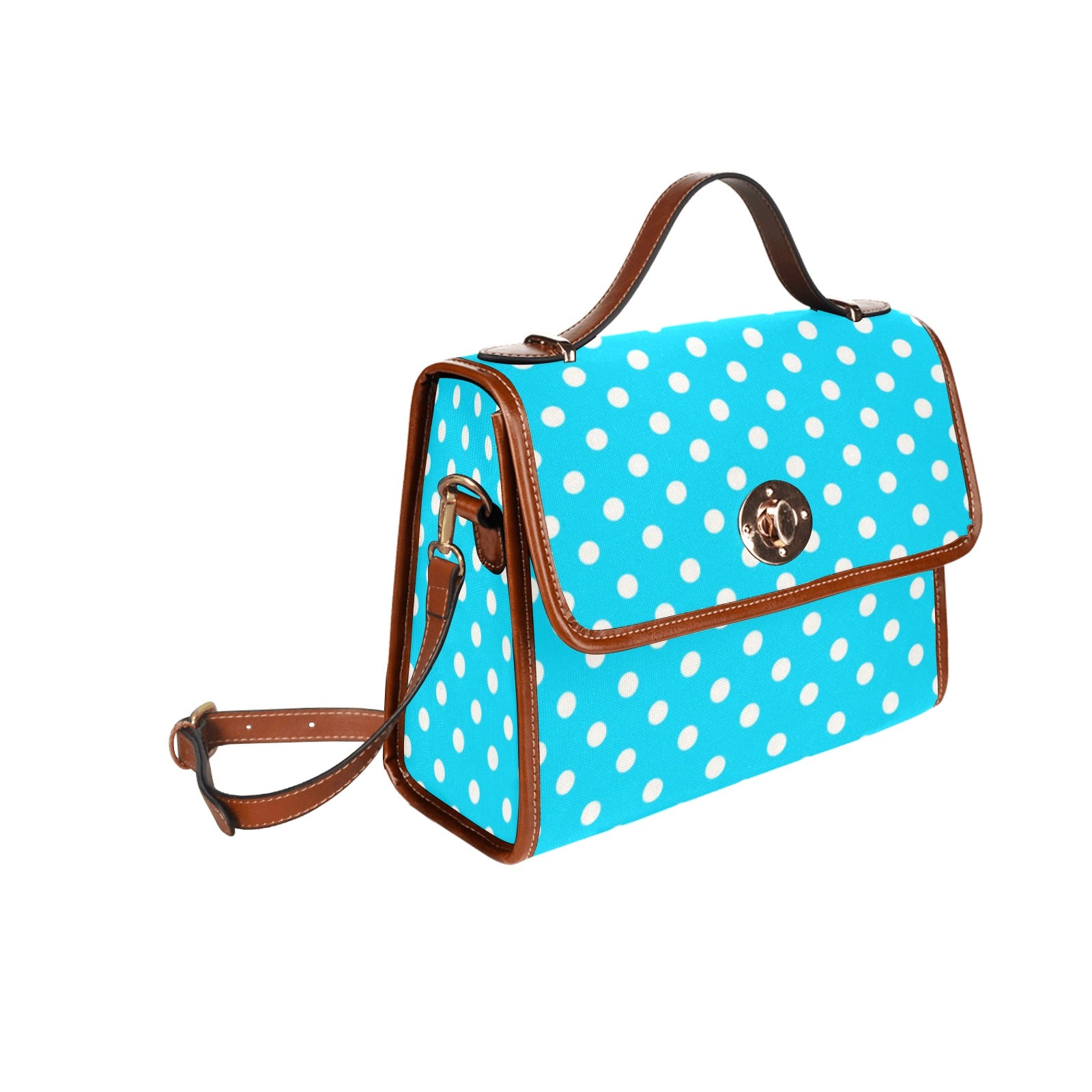 Shopksc.com Exclusive Baby Blue with White Polka Dots Geometric Pattern Designs Handbag Fashion 