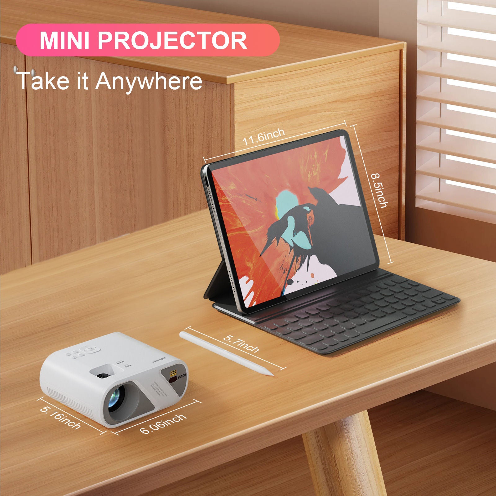 AWESOME PROJECTOR -Projector, Full HD 1080P Video Projector With Tripod, Portable Mini Outdoor Movie Projector For iPhone, Home Theater Projector Compatible With HDMI/USB/AV/Smartphone/TV Stick/Laptop