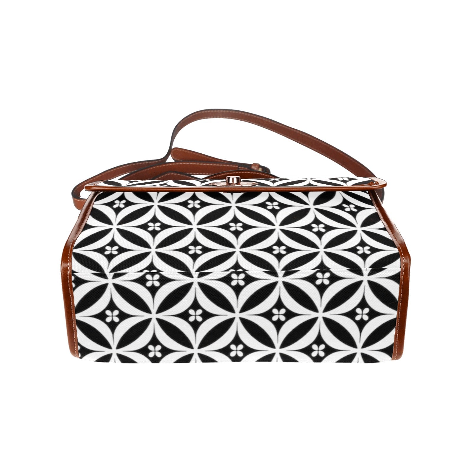 Shopksc.com Exclusive Black and White Floral Geometric Pattern Designs Handbag Fashion 