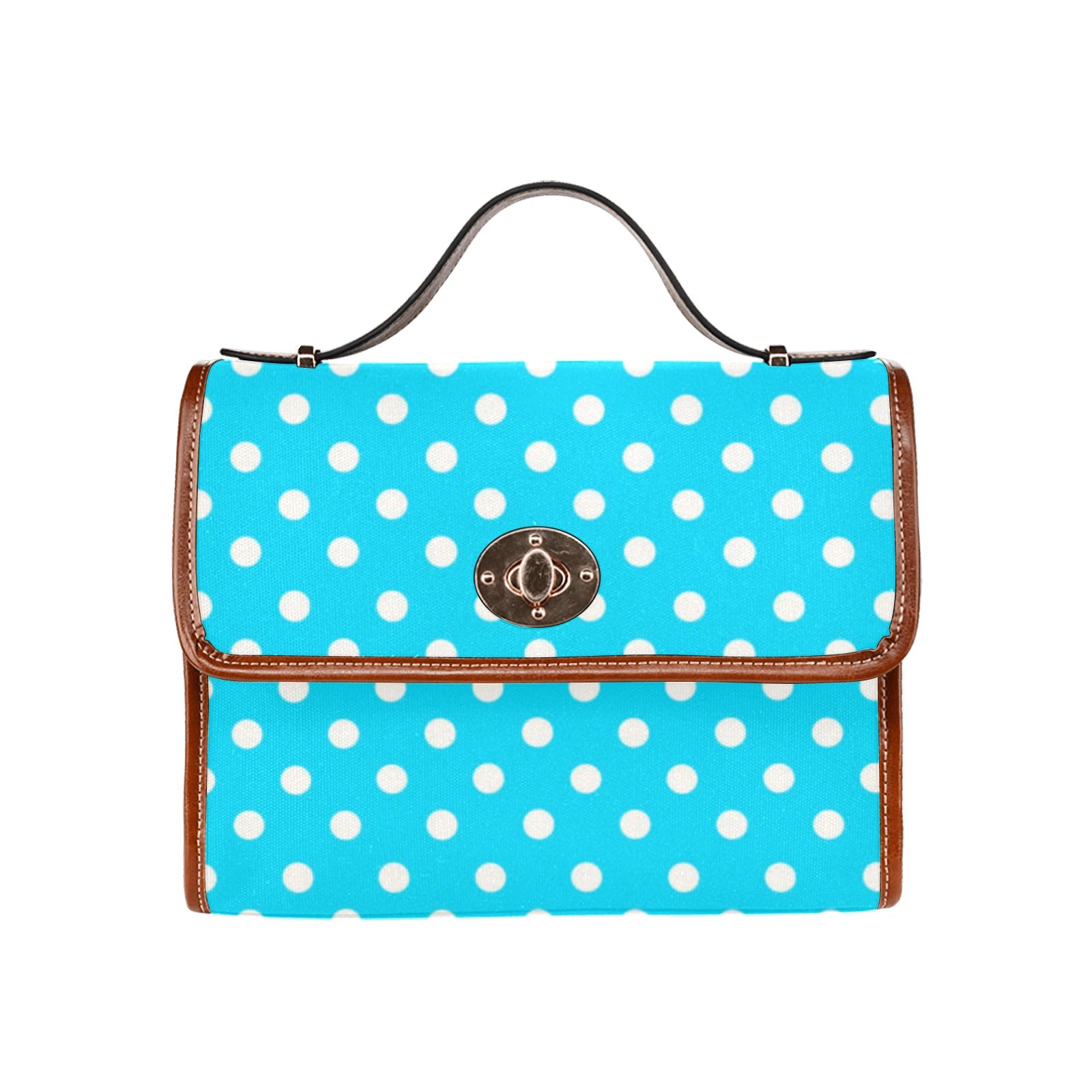 Shopksc.com Exclusive Baby Blue with White Polka Dots Geometric Pattern Designs Handbag Fashion 