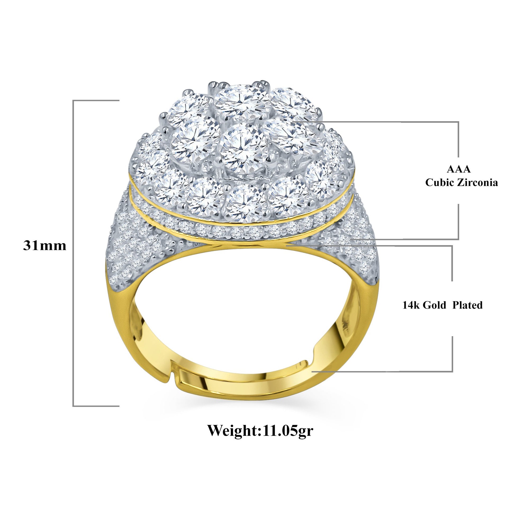 BEAUTIFUL CZ SILVER ANGELIC RING -ANGELIC 925 SILVER RING  |9211402