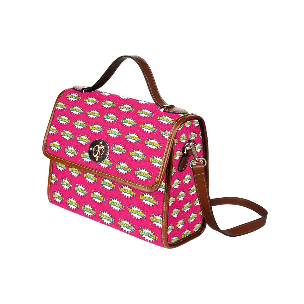 KSC's Custom Design's Waterproof Hand Bag-Brown Handle - 10 Options -Awesome Deal - Pop Art Designs, Polka Dots, Geometric Patterns
