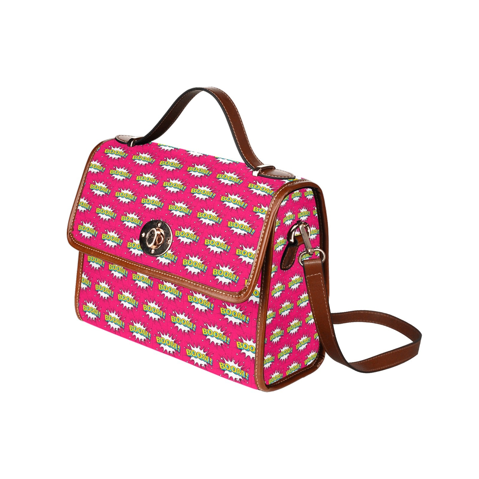 KSC's Custom Design's Waterproof Hand Bag-Brown Handle - 10 Options -Awesome Deal - Pop Art Designs, Polka Dots, Geometric Patterns