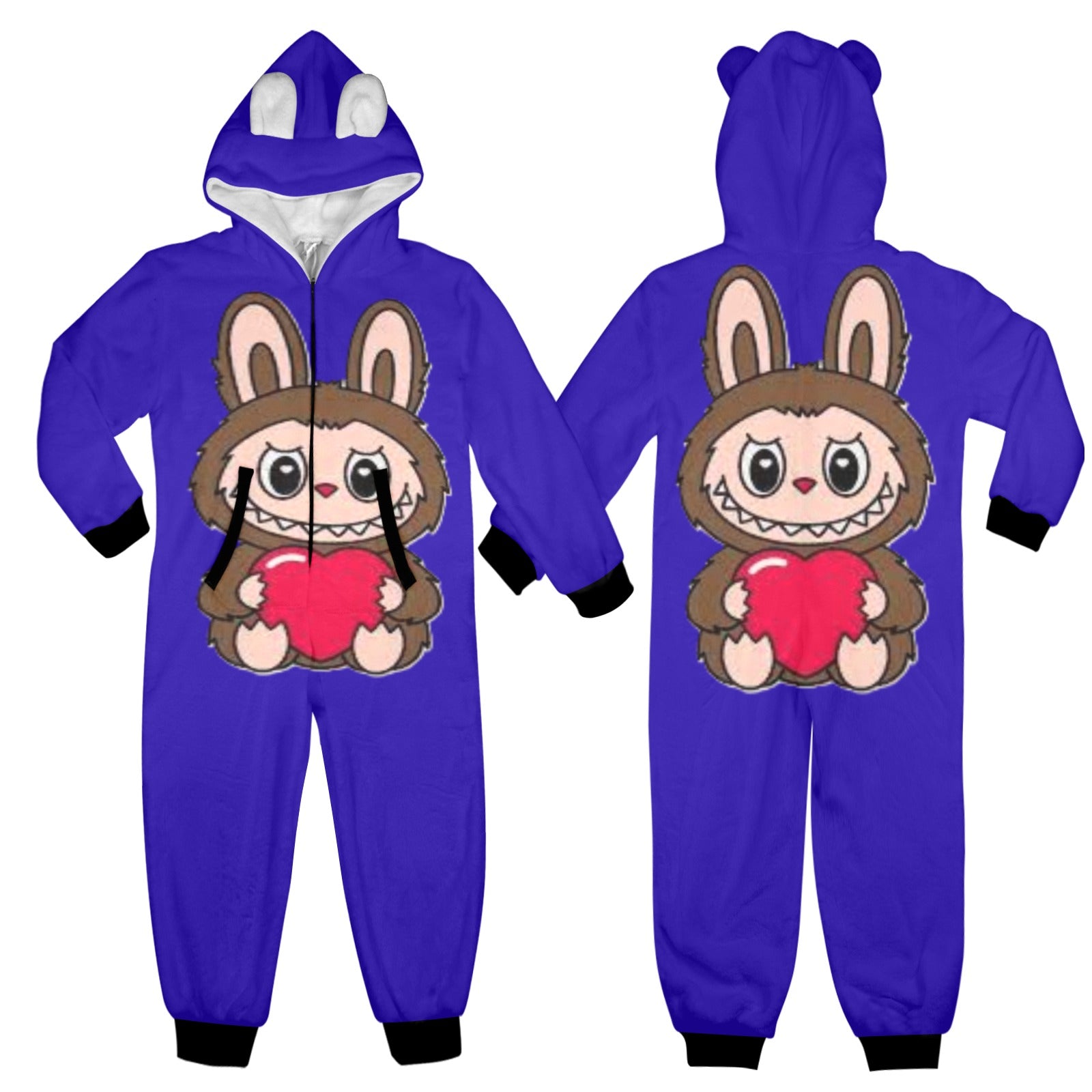 KSC's Exclusive Big Kids Onesie Labubu (8 to 15 Years) Blue Brown Labubu w/Heart