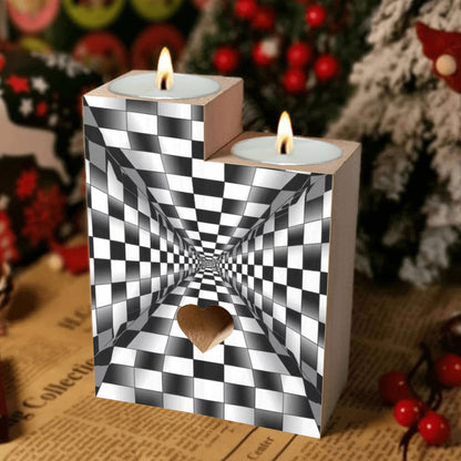 3DSQUAREDESIGNPICCANDLE HOLDER Wooden Candle Holder (Without Candle)