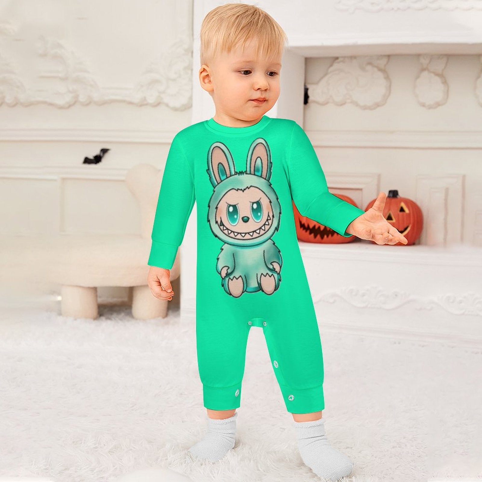 Baby Labubu Long Sleeve Onesie Romper With Hat