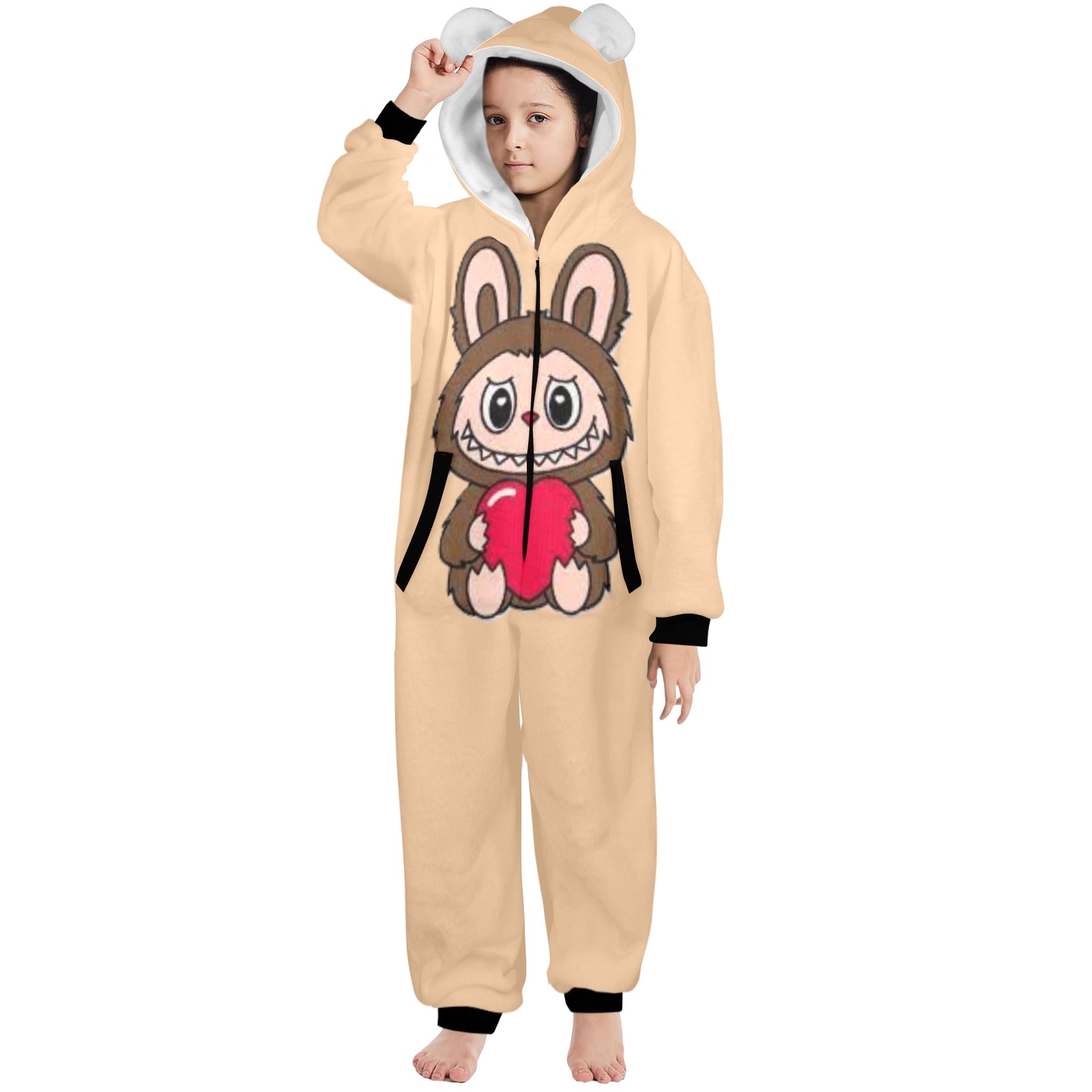 KSC's Exclusive Big Kids Onesie Labubu (8 to 15 Years) Tan Brown Labubu w/Heart