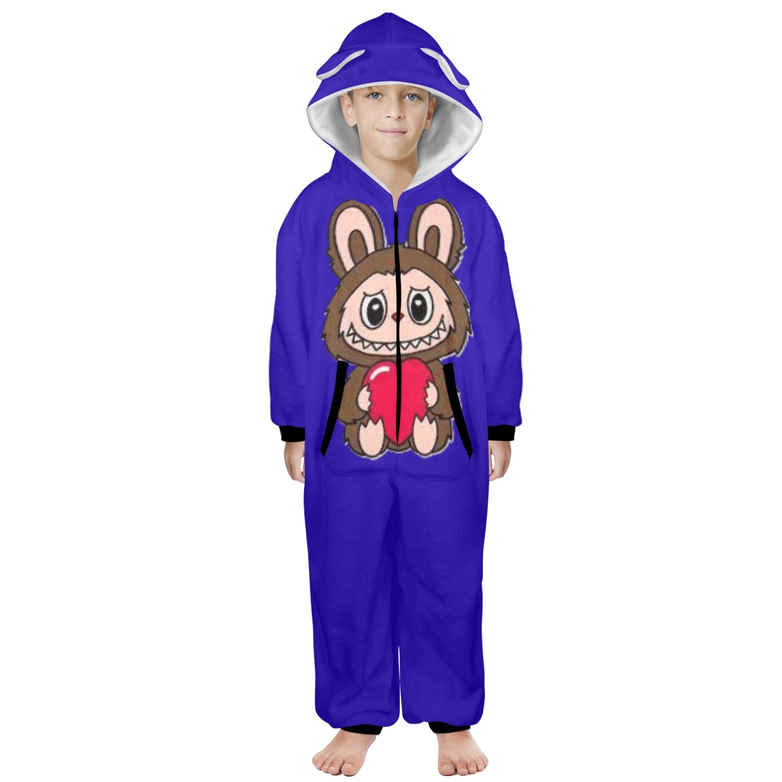 KSC's Exclusive Big Kids Onesie Labubu (8 to 15 Years) Blue Brown Labubu w/Heart