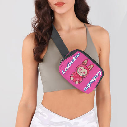 💖 Labubu Pink Pop Crossbody – Fanny Fun for All Ages! Pink Labubu Cross Body Bags - Fanny Bags