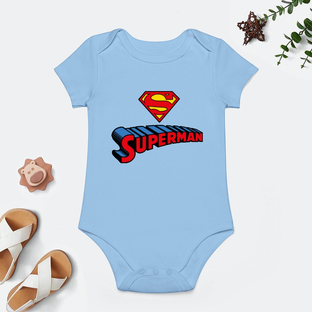 SUPER BABY PRINT DESIGNS BOYS Short -Sleeve Baby's Bodysuit - Super Boy/Man Prints