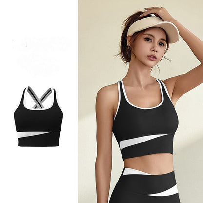 Imo's short, contrasting color, thin yoga wear, fashionable and beautiful back fitness clothes for women
