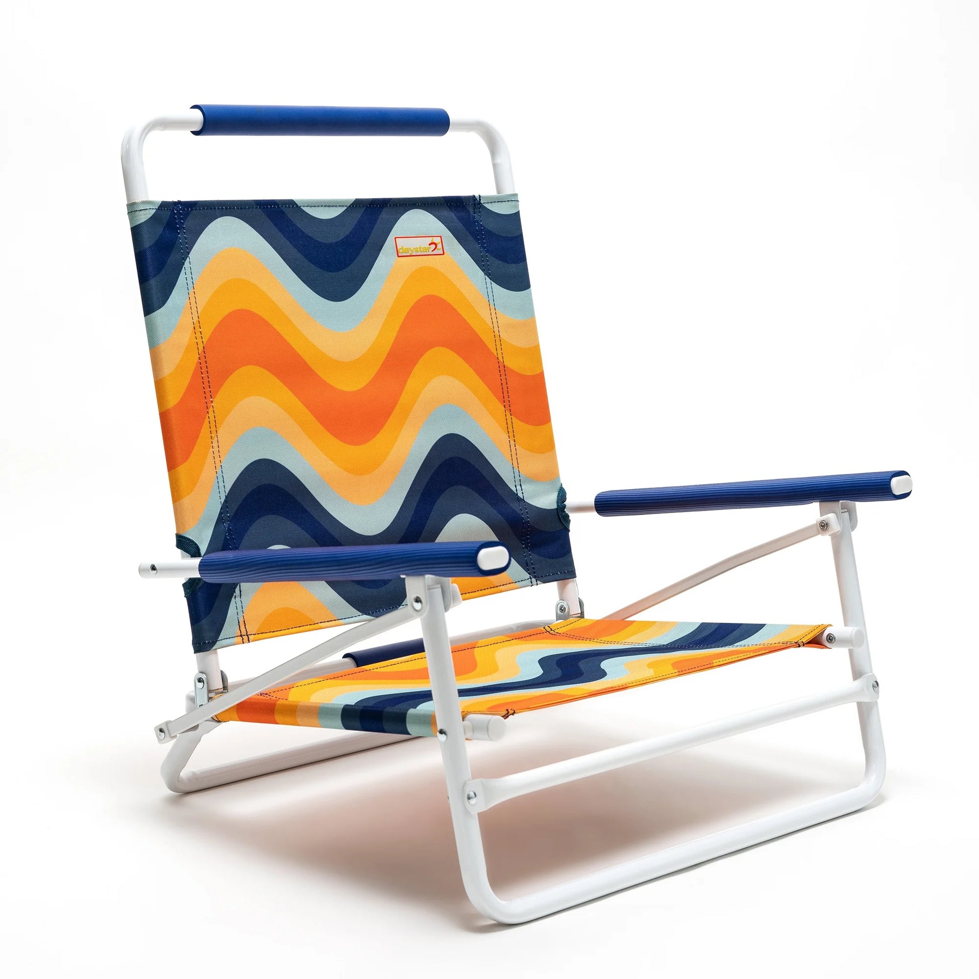 SunnyFeel Orange Wave Color Low Folding Beach Chair,1 Position Lightweight and Portable Outdoor Camping Chair Heavy Duty 300 LBS