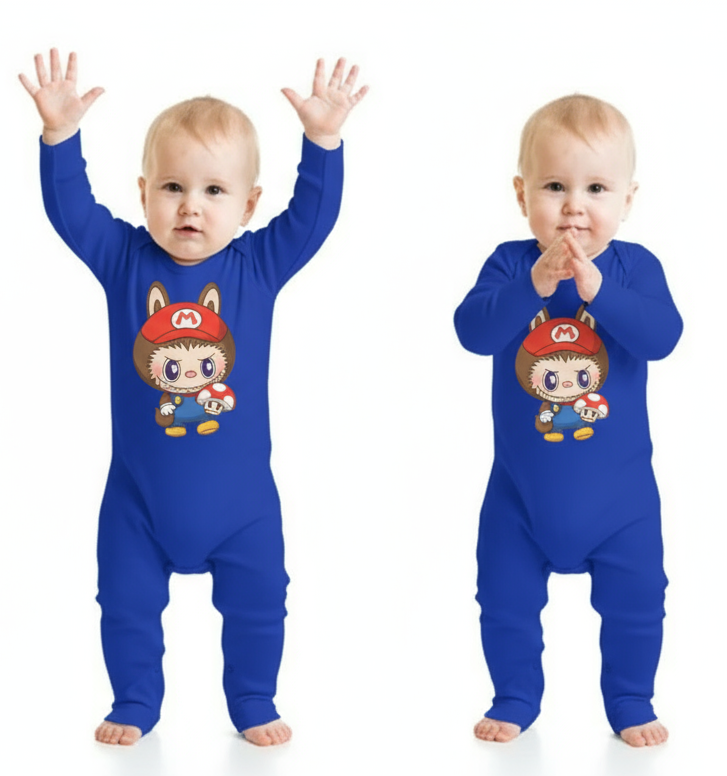 Labubu Mario - Baby Long Sleeve Onesie Set - Shop KSC's Exclusive Trending Viral Labubu Onesies