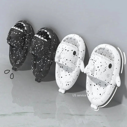 Graffiti Cloudy Shark Slippers Platform Shark Sandal Indoor Bathroom Anti skid Slides Couples Summer Shoes EVA Soft Beach Flops|