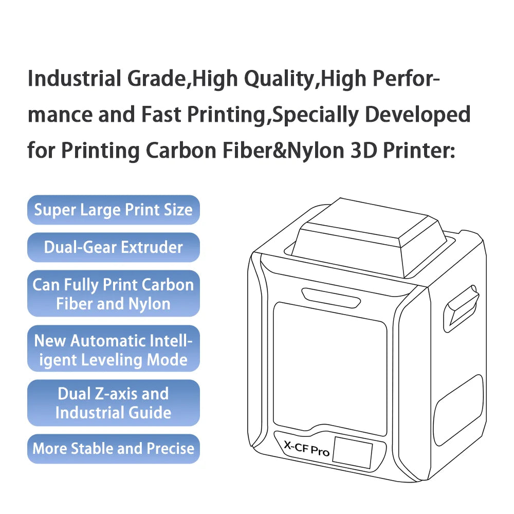 Latest X-CF Pro Auto Leveling 3D Printers for Industrial Design or Education