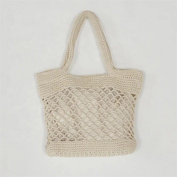 Super Fire Hollow Fishing Net Woven Bag Artistic Small Travel Beach Hand Bill of Lading Shoulder Bags