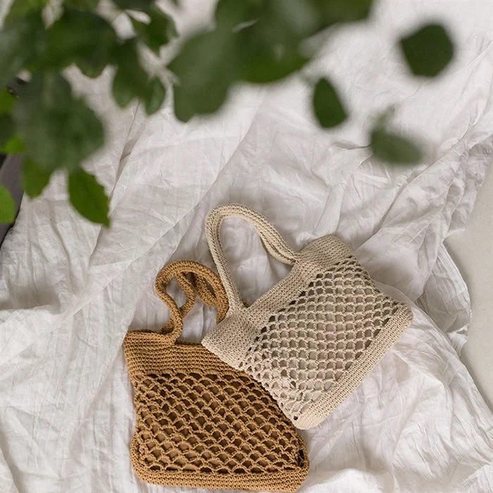 Super Fire Hollow Fishing Net Woven Bag Artistic Small Travel Beach Hand Bill of Lading Shoulder Bags