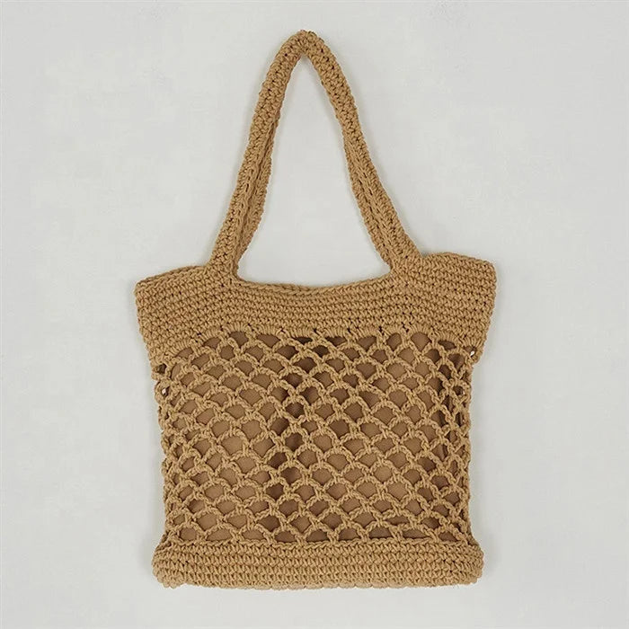 Super Fire Hollow Fishing Net Woven Bag Artistic Small Travel Beach Hand Bill of Lading Shoulder Bags