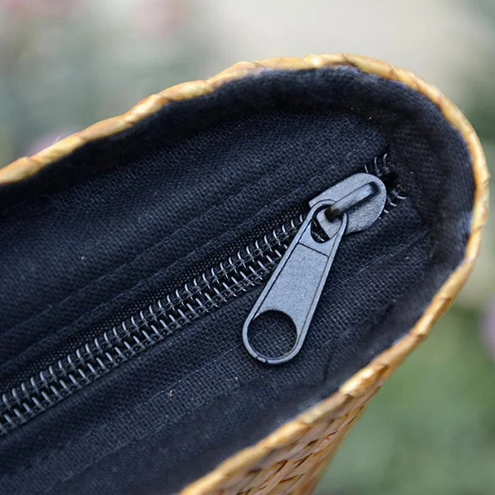 Custom Hand Made Large Summer Beach Women Weaving Woven Rattan Straw Shoulder Tote Bag Handbag With Inner Pouch for Lady