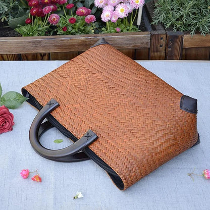 Custom Hand Made Large Summer Beach Women Weaving Woven Rattan Straw Shoulder Tote Bag Handbag With Inner Pouch for Lady