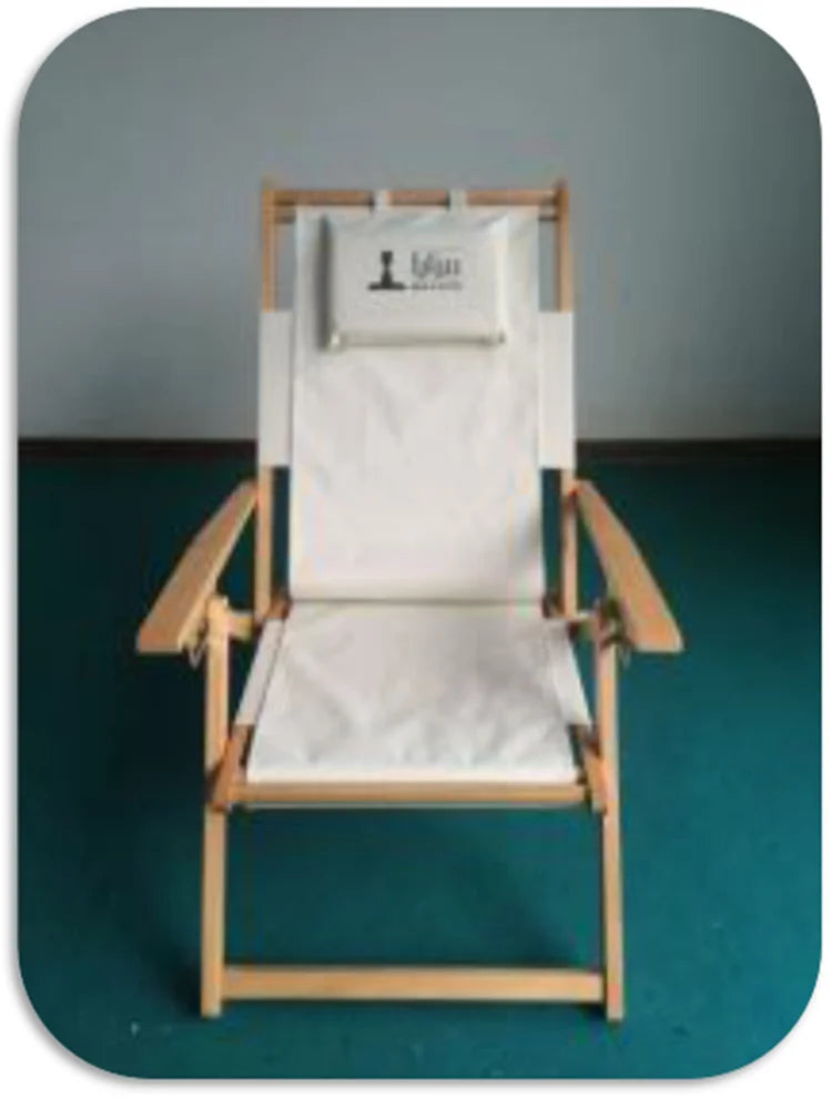Modern Design Reclining Wooden Deck Chair Portable Adjustable for Outdoor Beach Use Light Weight Fabric Foldable for Park Use