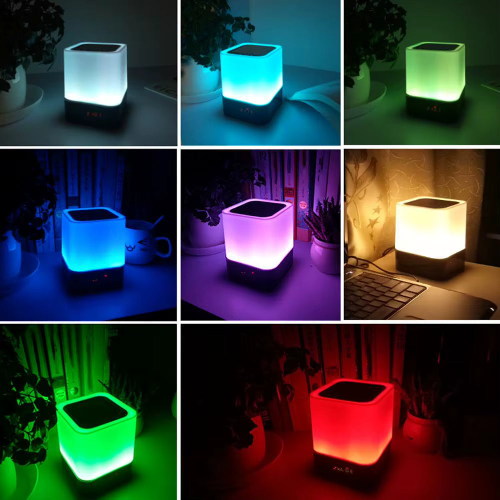 COOL COLOR CHANGING CUBE LAMP ALARM CLOCK/BLUETOOTH SPEAKER -Zunammy Color Changing Wireless Alarm Clock Speaker