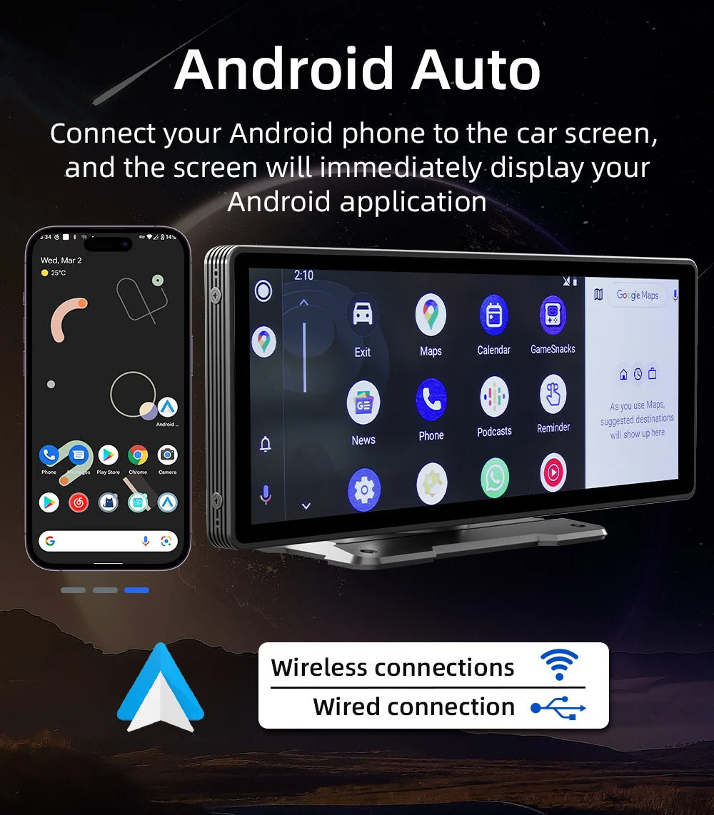 BQCC 10.26\" Carplay Screen Android Car Radio FM Transmitter Portable IPS USB AUX Multimedia Stereo Reverse Aid Car DVD Player