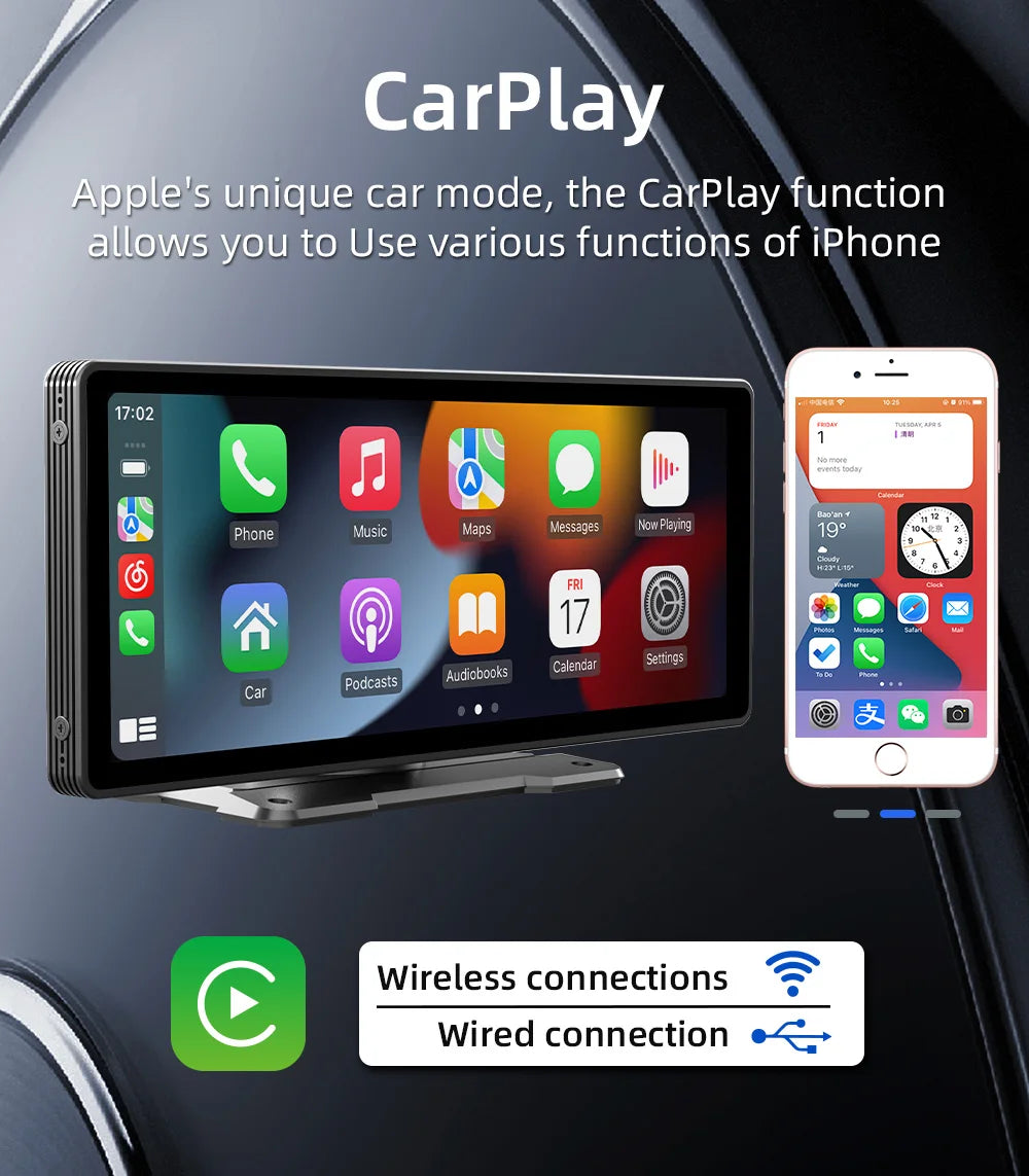BQCC 10.26\" Carplay Screen Android Car Radio FM Transmitter Portable IPS USB AUX Multimedia Stereo Reverse Aid Car DVD Player