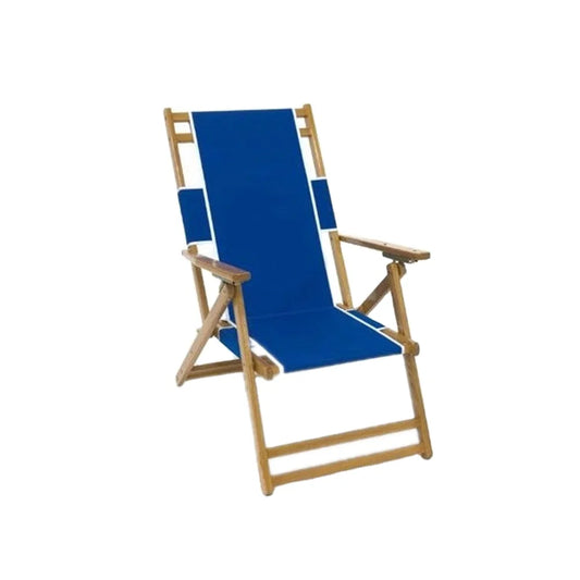 Modern Design Reclining Wooden Deck Chair Portable Adjustable for Outdoor Beach Use Light Weight Fabric Foldable for Park Use