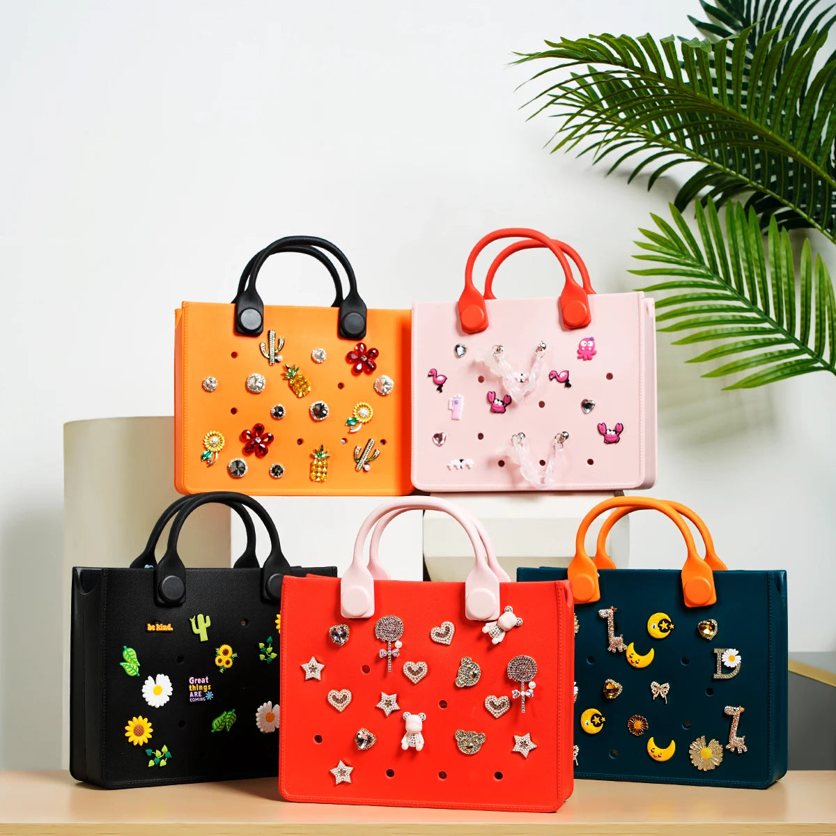Waterproof EVA Handbag Punching Women's Tote Bags With Shoulder Strap for Women Hand Tote Bag Beach Bag
